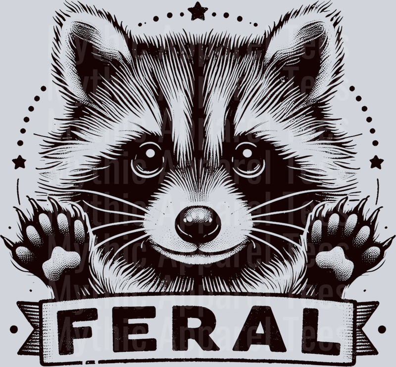 Feral gradient cute little racoon DTF Racoon Transfers