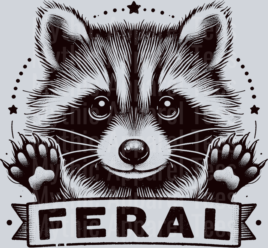 Feral gradient cute little racoon DTF Racoon Transfers