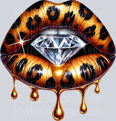 Gold Leopard Diamond Lips (19) DTF Glam Transfers