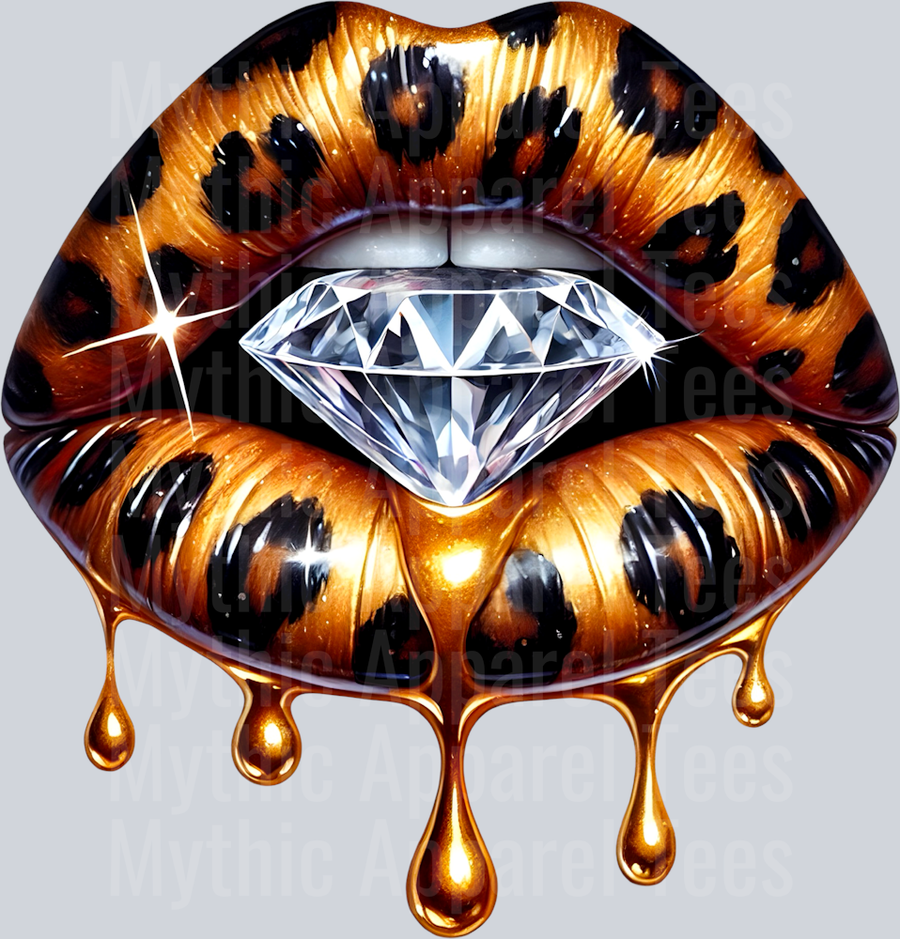 Gold Leopard Diamond Lips (19) DTF Glam Transfers