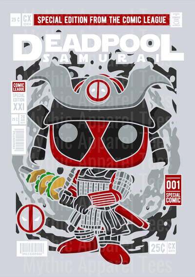Deadpool Samurai Comic Book Cover STYLE DTF Pop Culture Transfers