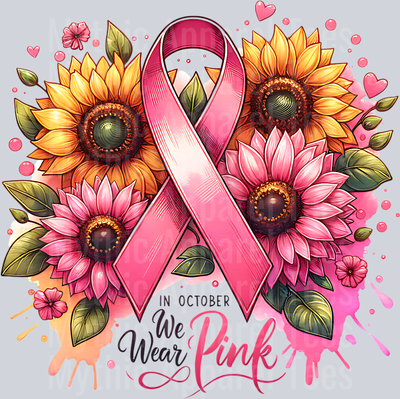 IN OCTOBER WE WEAR PINK SUNFLOWERS PNG