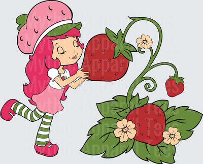 Strawberry Shortcake Hugging Giant Berry with Vine Plant