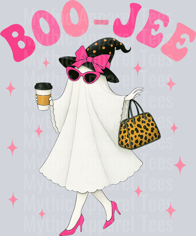 Boujee Boo Jee Spooky Pink Ghost Halloween Girls Women T-Shirt (1)