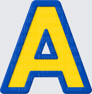 Toy Story Alphabet Letter A Yellow Blue Bold Block Font