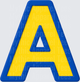 Toy Story Alphabet Letter A Yellow Blue Bold Block Font