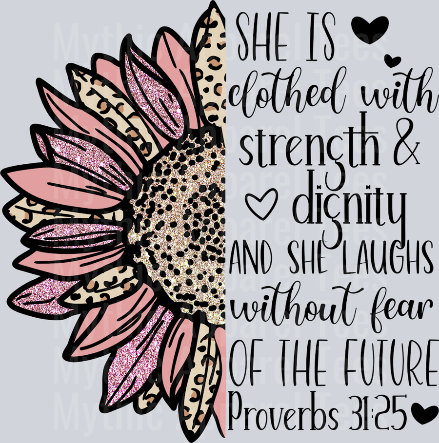 Proverbs sunflower leopard pink DTF Religious Transfers