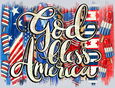 GodBless America Brushstroke 4th of july DTF Patriotic Transfers