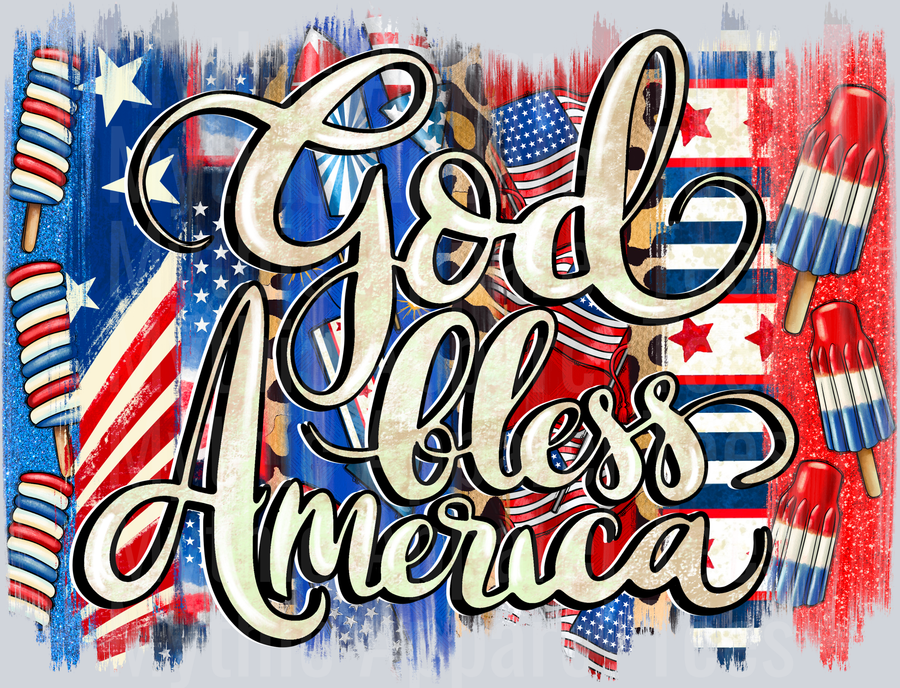 GodBless America Brushstroke 4th of july DTF Patriotic Transfers