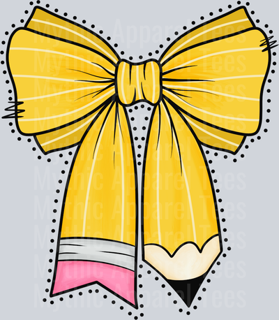 Dotted pencil bow DTF Teacher Transfers