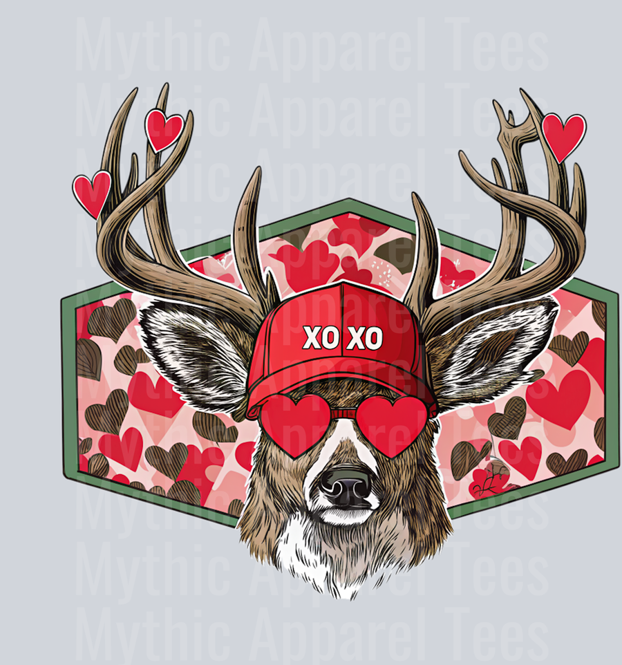 Valentine Buck PNG, Boys Valentines png, Retro Valentines Hunting Png