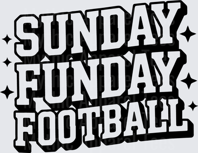 American Football Sunday Funday Football Bold Varsity Text with Sparkles
