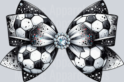 Soccer Bow Glitter heavy School Spirit & Sports