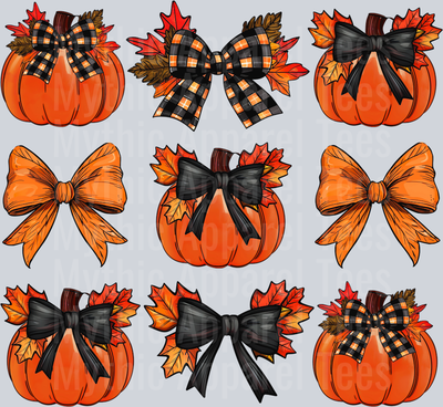 Fall bow pumpkin coquette DTF Fall Transfers