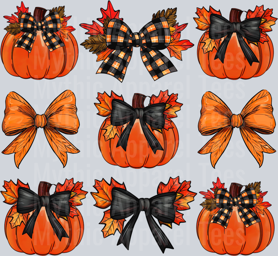 Fall bow pumpkin coquette DTF Fall Transfers