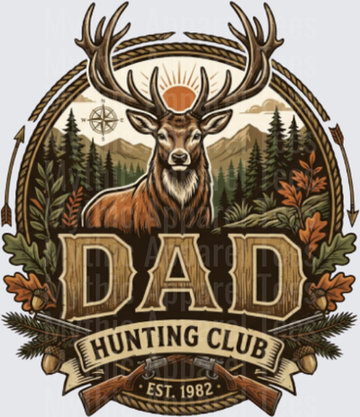 Dad Hunting Club Est 1982 Buck Vintage Outdoor Badge