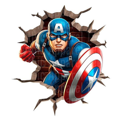 Marvel Super Heroes Captain America Bursting Through Brick Wall