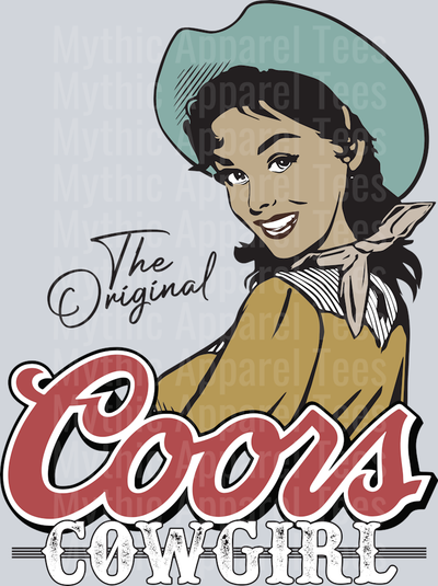 The original Coors Cowgirl Drinking Western