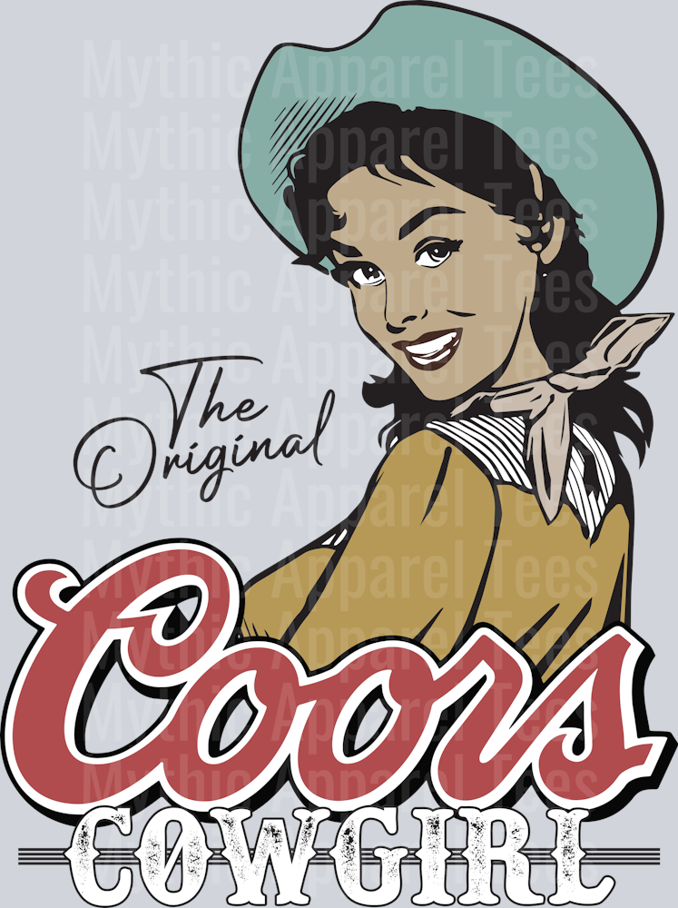The original Coors Cowgirl Drinking Western