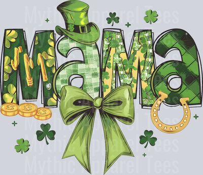 mama patrick Green bow and horseshoe DTF St. Patrick's Day Transfers