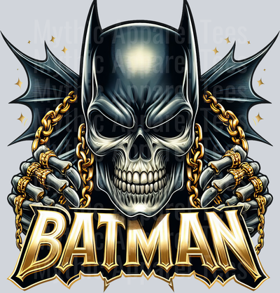 Batman Gold Chains 3 Skull Pt 2 DTF Superhero Transfers