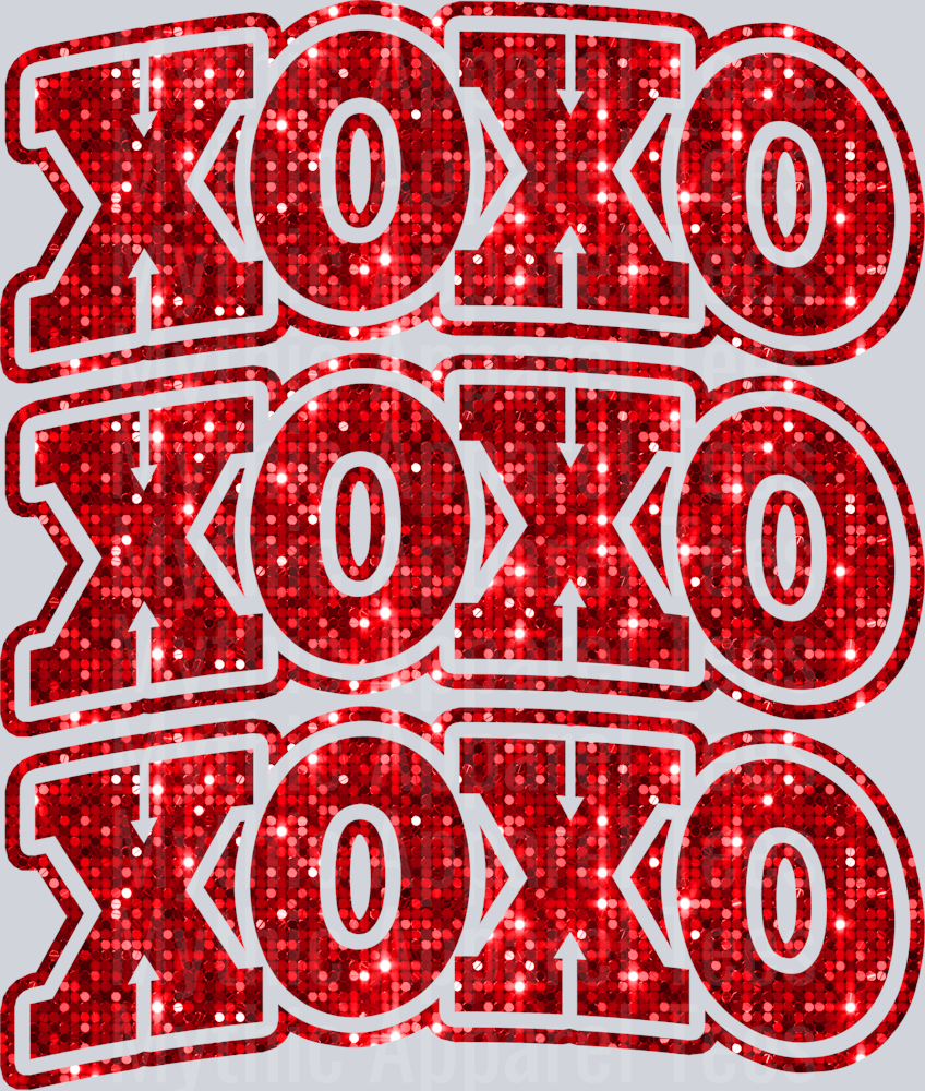 XOXO Wavy Retro Funny Designs Valentines Day Sequin