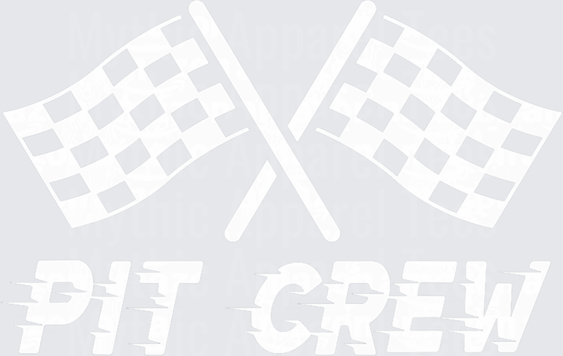 Crossed Checkered Racing Flags Pit Crew Bold Italic Text Design