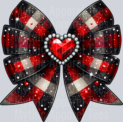 Bow Red Black and Plaid Style Combo Valentines Day Design