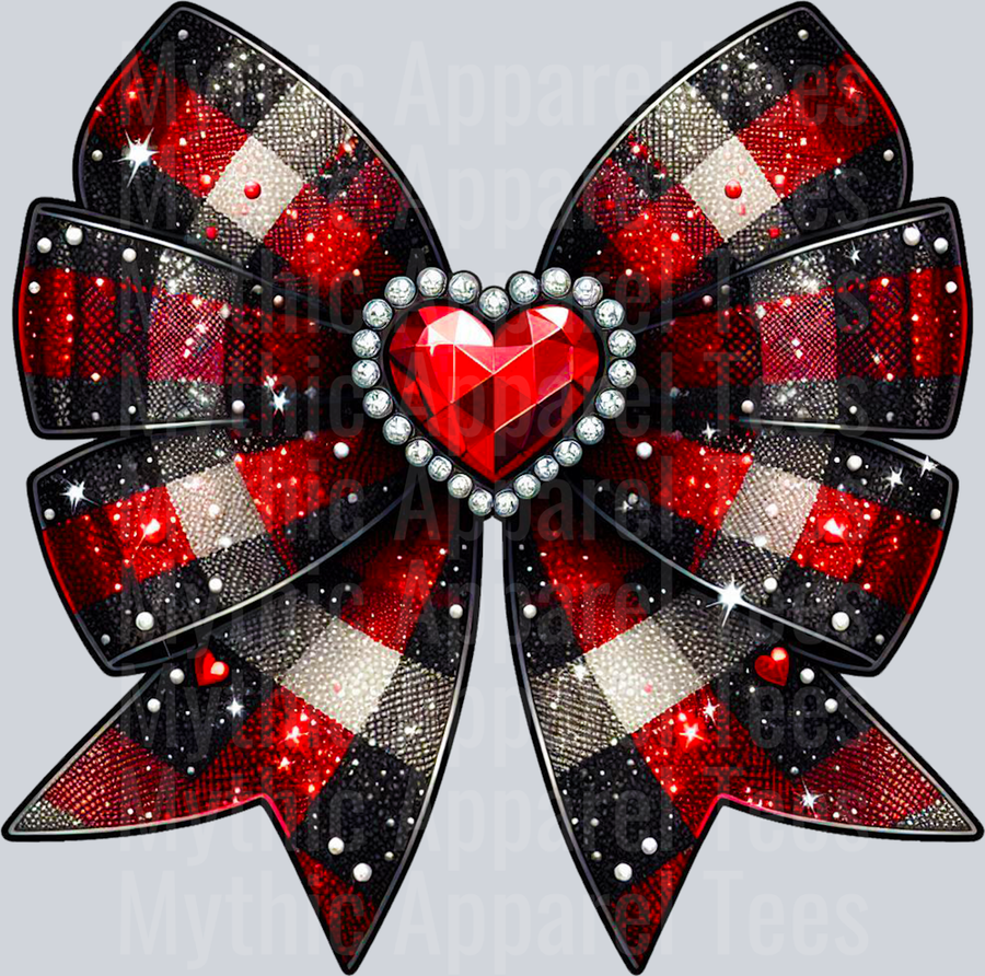 Bow Red Black and Plaid Style Combo Valentines Day Design