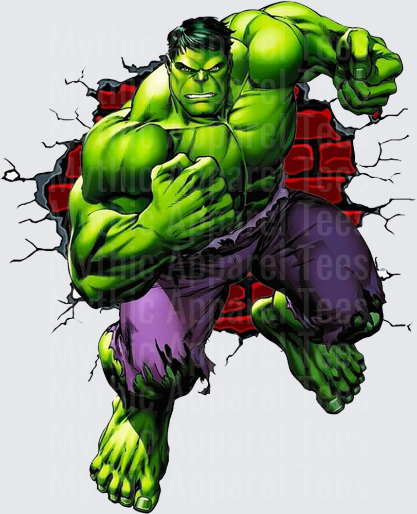 Marvel Super Heroes Hulk Smashing Through Red Brick Wall