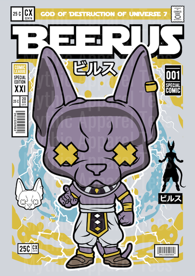 Beerus Comic Book Cover STYLE DTF Pop Culture Transfers