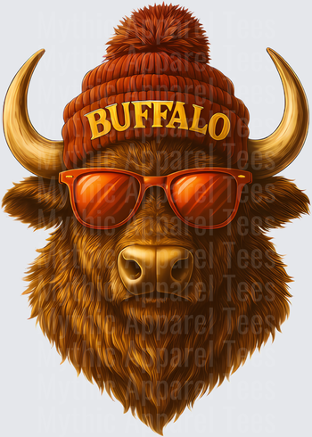 NFL Mascots Buffalo Bison Cool Shades Pom Beanie Portrait