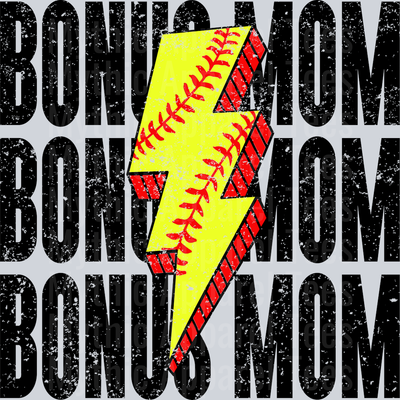 Softball Bonus Mom Stacked School Spirit & Sports