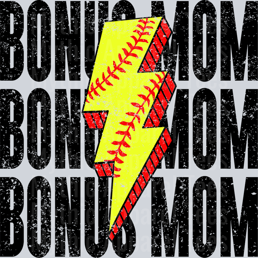 Softball Bonus Mom Stacked School Spirit & Sports