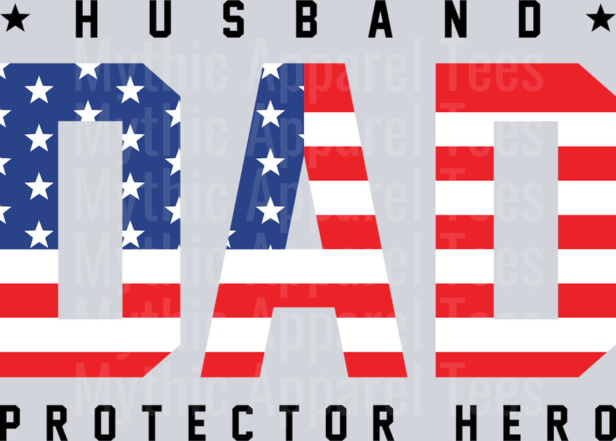 Husband Father Protector Red white blue Black DTF Dad Transfers