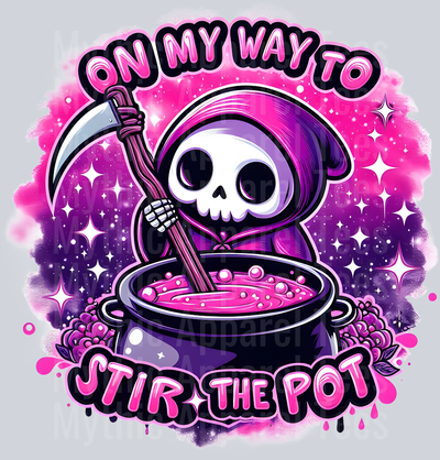 On my way to stir the pot mini death with scythe DTF Skull Transfers