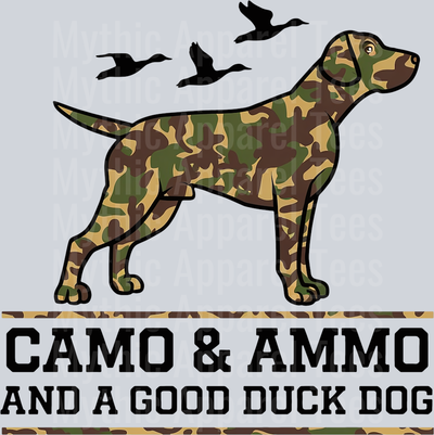 Camo and Ammo and a good duck dog with ducks duck hunting DTF Hunter Transfers