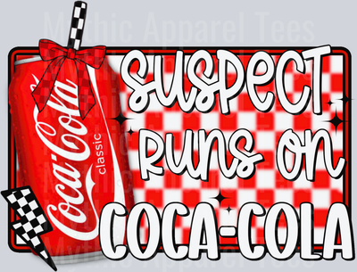 Suspect Runs on Coca Cola checkered DTF Suspect Transfers