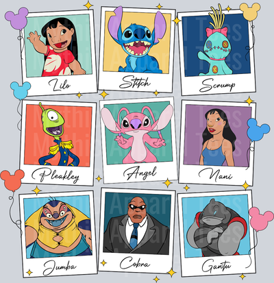 Photo setup with hearts DTF Lilo and Stitch Transfers