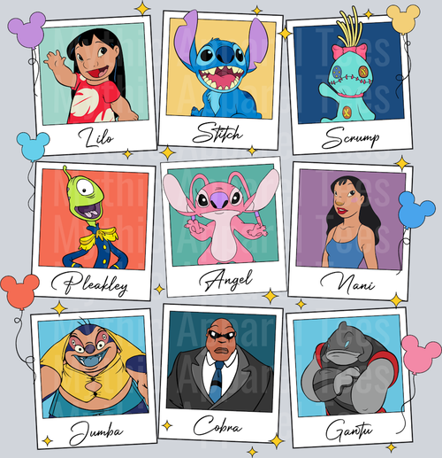 Photo setup with hearts DTF Lilo and Stitch Transfers