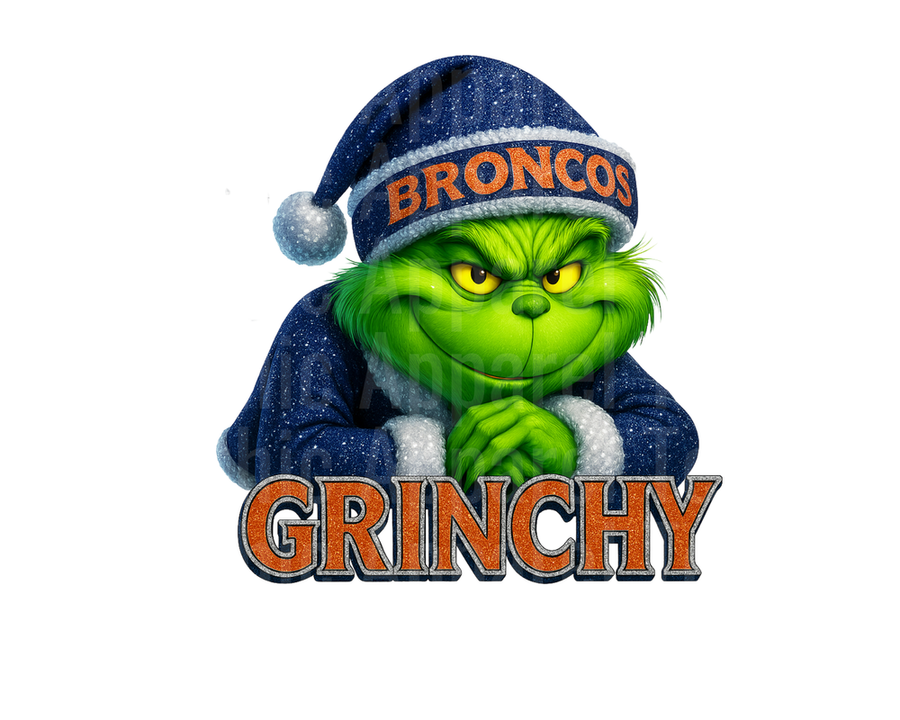 NFL Football Grinchy Grinch Denver Broncos Christmas Santa Hat Holiday Design