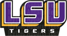 LSU Tigers Bold Block Letter Logo Purple Gold and White Collegiate Design