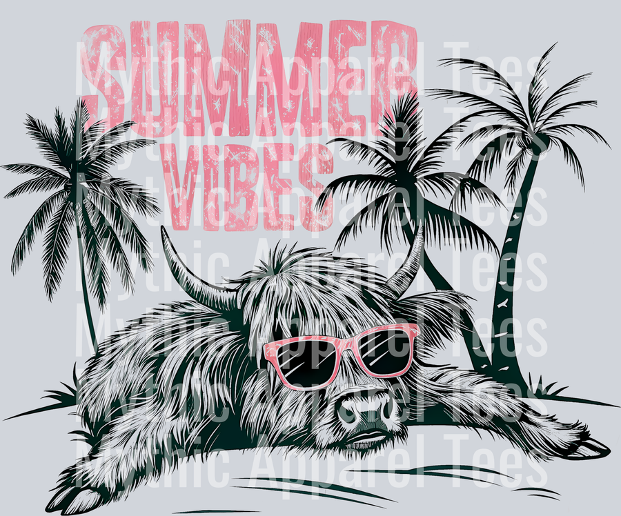 Summer vibes Highland Cow Summer Transfer