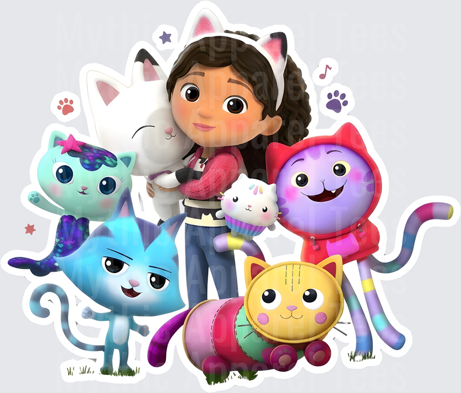 Gabby's Doll House Full Cast Group Scene with Cats