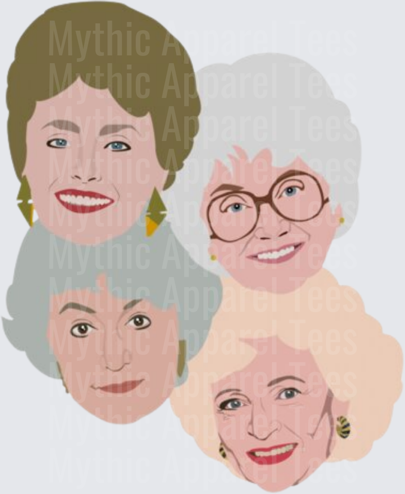Golden Girls Four Character Portrait Illustration Featuring Dorothy Sophia Blanche and Rose