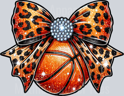Leopard Bow Basketball Orange Leopard Print School Spirit & Sports