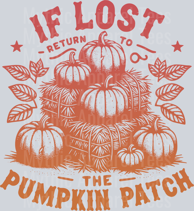 IF LOST RETURN TO THE PUMPKIN PATCHDESIGN ORANGE