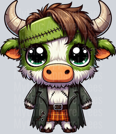 Cute cartoon halloween highland cow 4