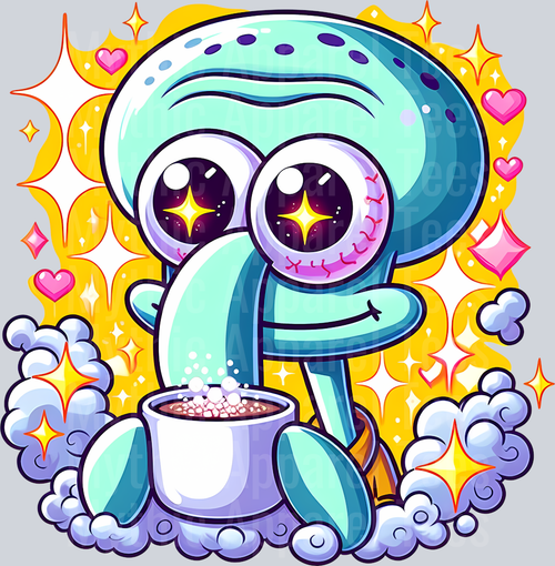 Squidward Coffee DTF Sponge Bob Transfers