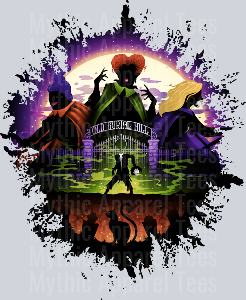 Hocus Pocus Sanderson Sisters Dark Silhouette Color Splash Crystal Ball Vision